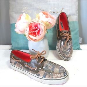 Sperry Topsider loafers size 8.5 camo sequins lace up